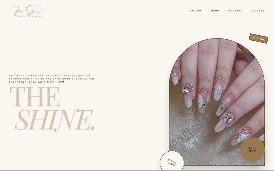 The Shine nail and lash salon website designed by Xuan Media